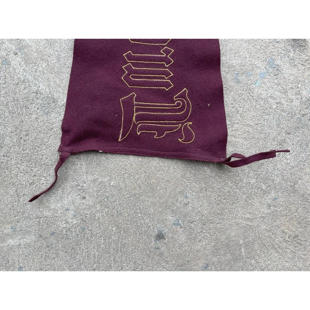 Vintage Maroon Felt Luray Caverns VA Virginia Yellow Stitched Pennant Flag